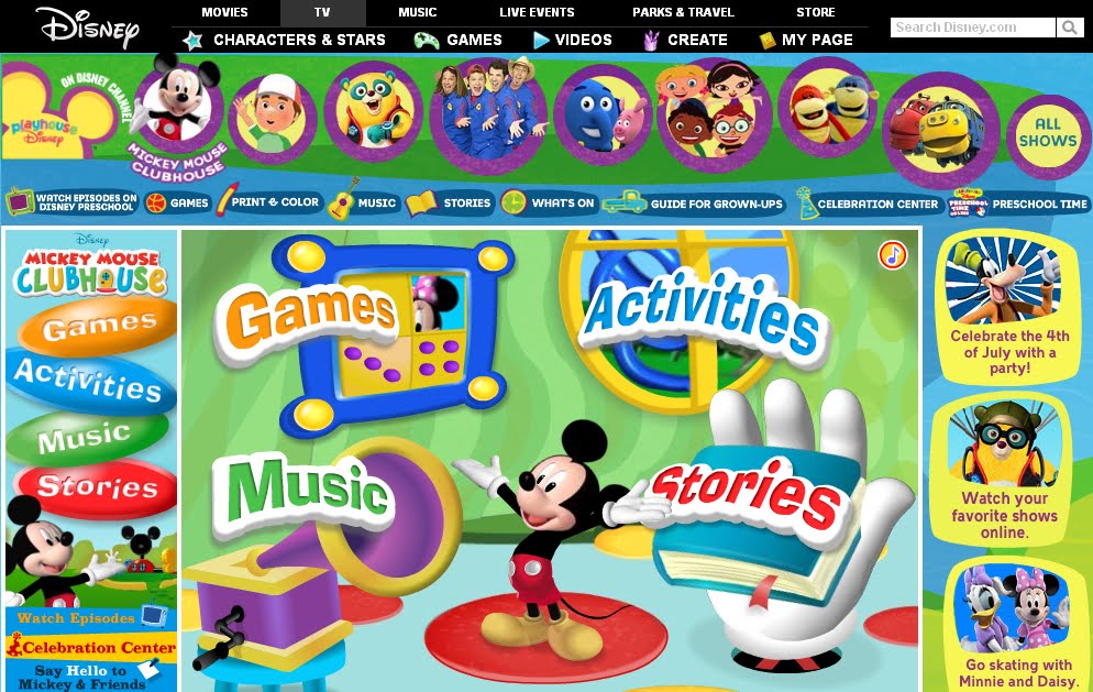 Playhouse Disney Website Games